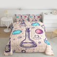 thumbnail image 2 of Homewish Cartoon Chemical Experiment Full Size Comforter Sets, Kawaii Blue Cloud Bedding Comforter Set, Square Lines Buffalo Reversible Bedding Sets, Lightweight Room Decor, 3 Pieces, 2 of 8