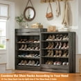 thumbnail image 6 of Homieasy 10-Tier Shoe Cabinet with 2 Drawers, 65cm Width Freestanding Closet Organizer with Adjustable Storage Shelves & Side Hooks –for Entryway, Bedroom, Living Room,Gray Oak, 6 of 9