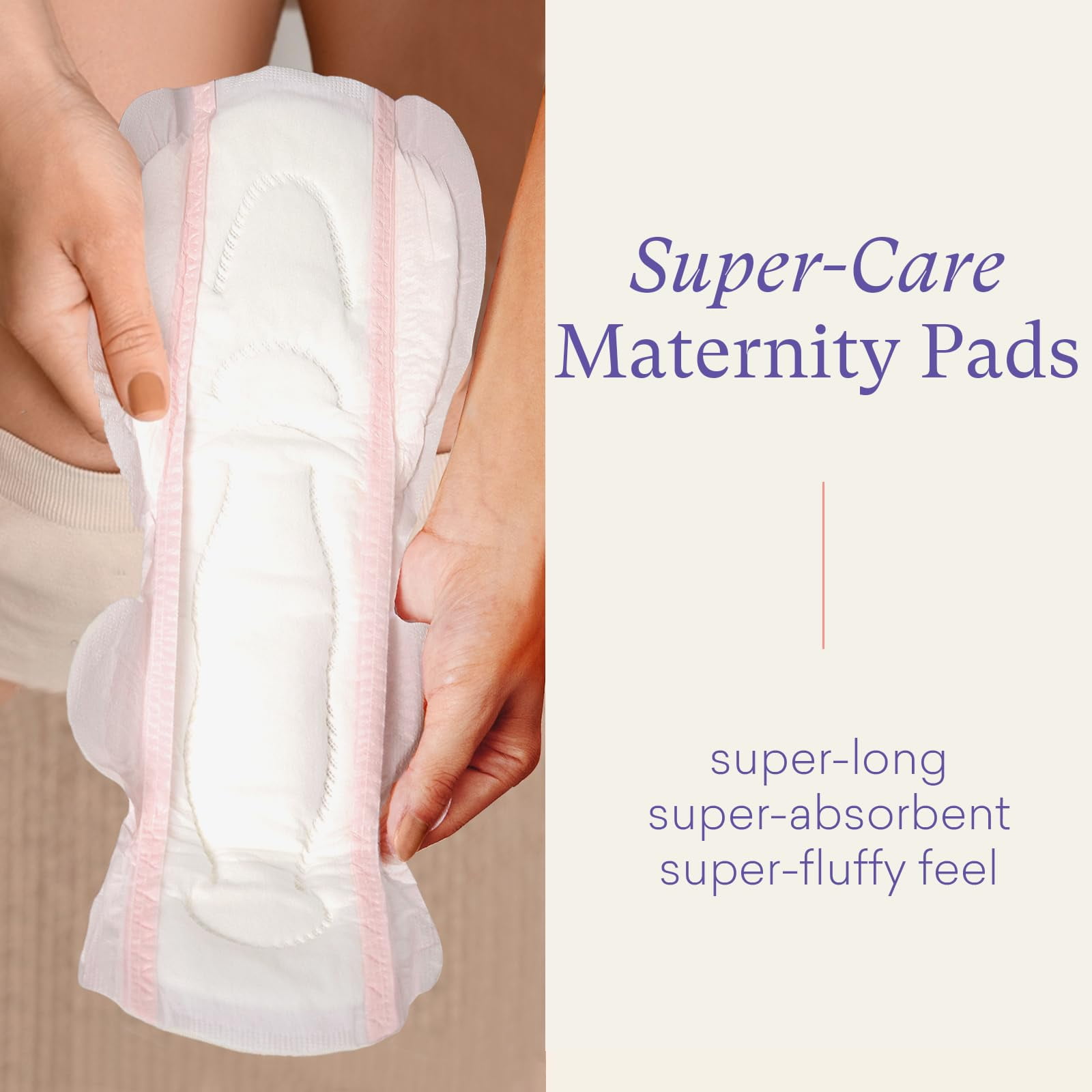 PurComfy Premium Winged Maternity Peri Pads Clean & Secure Overnight Maxi Postpartum Pads, Extra Heavy Absorbency, Powerful Leak Protection, Extra Long Incontinence Pads for Women After Birth, 48 Ct