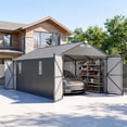 thumbnail image 3 of VENTOPYR 12'x20' Gray Portable Carport with Solar Lights, Heavy-Duty Steel Frame, Double Swing & Side Door, Vented Windows for SUV, Truck, RV Storage, 3 of 8