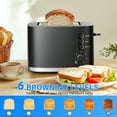 thumbnail image 4 of TINANA Wide Slot 2 Slice Toaster: Bread Toaster with Removable Crumb Tray, Small Toaster, 6 Bread Shade Settings, Auto-Shutoff, Toast Boost, Cord Storage Under Base, Black, 900W, 4 of 7