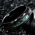thumbnail image 3 of 8mm Abalone Shell Tungsten Rings for Unisex Black Wedding Bands Faceted Edge Size 6-14, 3 of 6