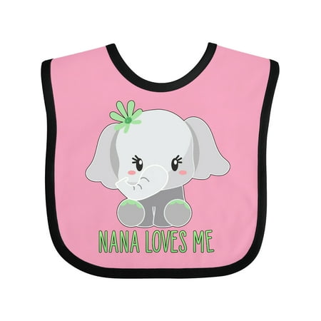 

Inktastic Nana Loves Me- Cute Elephant Gift Baby Boy or Baby Girl Bib