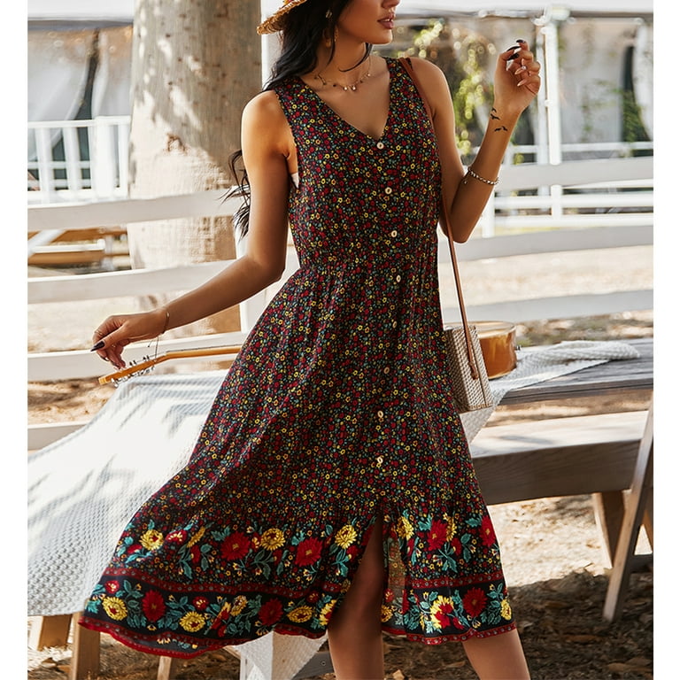 Button down cheap flowy dress