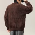 thumbnail image 5 of Hrsba Mens Crewneck Sweater Solid Color Textured Thick Long Sleeve Knit Sweater for Men Casual Fall Winter Warm Pullover Top, 5 of 5