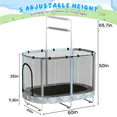 thumbnail image 3 of LinkRomat 7-in-1 60" Elliptic Trampoline for Kids, 500lbs Capacity Toddler Trampoline with Enclosure, Adjustable Height Handrail & Durable Designs for Boys & Girls, Indoor & Outdoor, 3 of 9