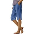 thumbnail image 2 of Jxximdong Shorts for Women Women's Fashionable Casual Slit With Pocket Cotton Linen Loose Shorts Blue XXXL Pants, 2 of 8