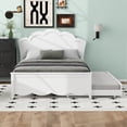 thumbnail image 2 of [Luckynote]Full Size Wood Platform Bed with Headboard and Twin Size Trundle, White, 2 of 10