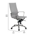 thumbnail image 5 of Elle 20 Inch High Back Swivel Office Chair, Rolling Wheels, Light Gray, Saltoro Sherpi, 5 of 9