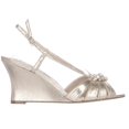 thumbnail image 3 of Womens Nina Viani Jeweled Wedge Strappy Dress Sandals, Taupe Reflective, 5.5 US / 35.5 EU, 3 of 6