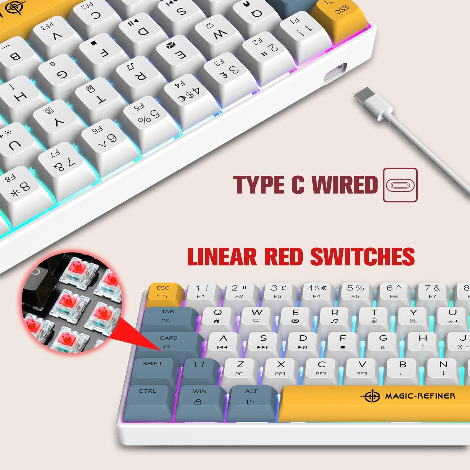 Magic-Refiner MK21 Wired Gaming Keyboard with RGB Backlight
