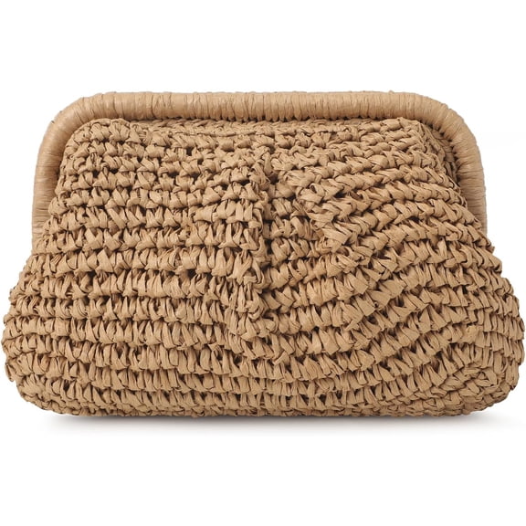 GASTROPOD Straw Clutch Purses for Women,Cloud Dumpling Woven Bag with Detachable Chain,Beach Crossbody Shoulder Handbag,Clutch Purses for Women