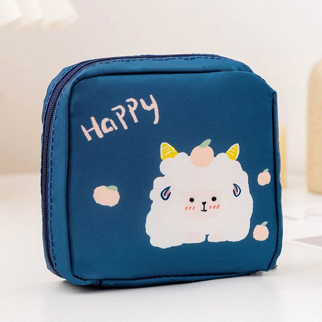 Toalla de tía de dibujos animados lindas niñas gran capacidad conveniente mes pequeño bolso bolsa de almacenamiento de toallas sanitarias