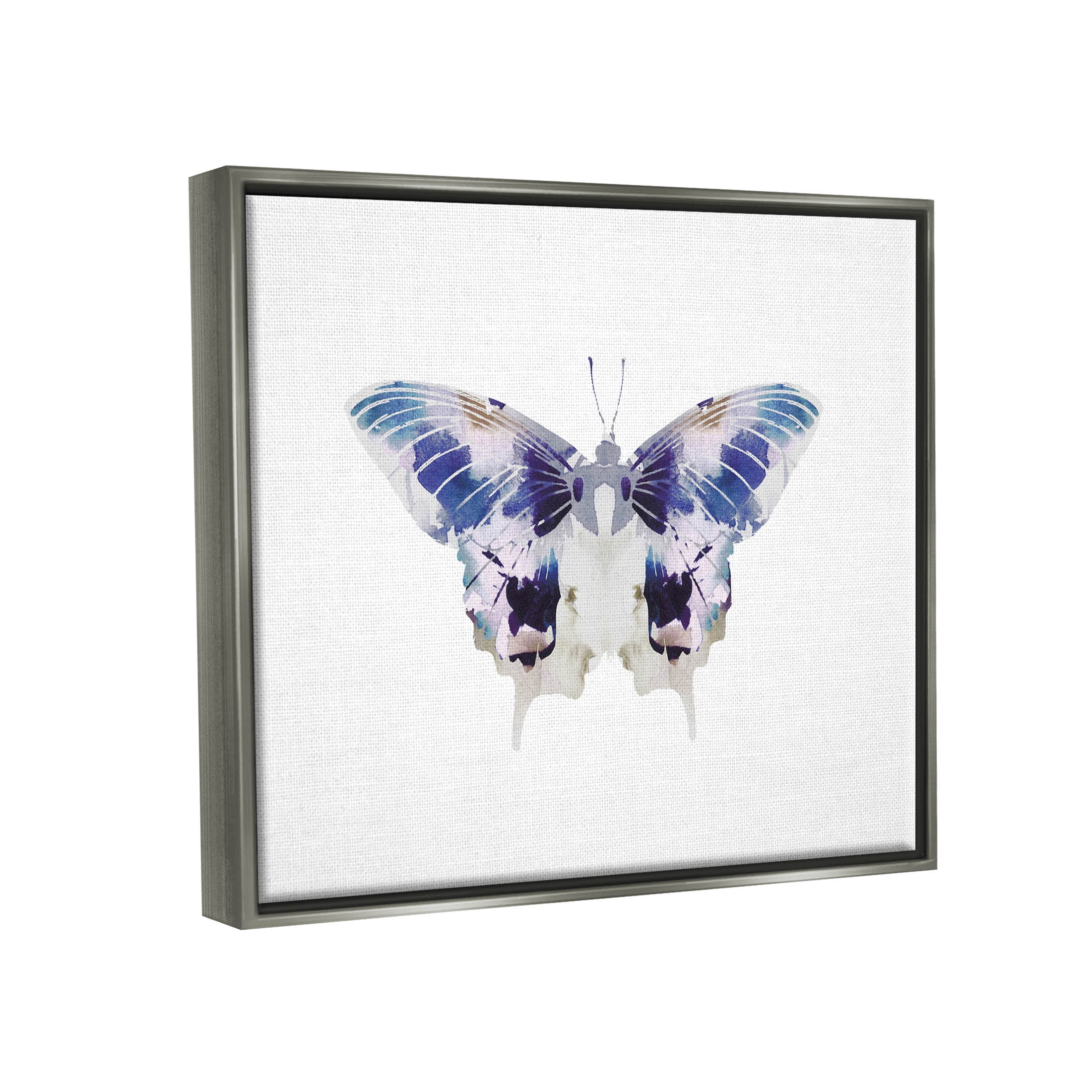 Stupell Industries Vivid Purple Butterfly Insect Graphic Art Luster Gray Floating Framed Canvas Print Wall Art, Design by Leah Straatsma