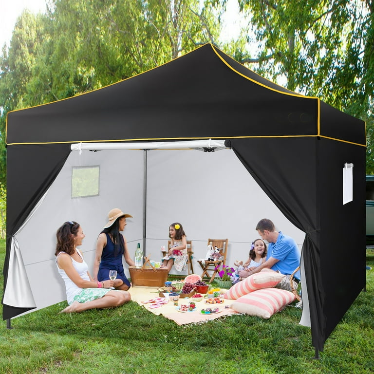 Free Shipping HOTEEL 10x10 Pop up Canopy Tent Outdoor Tent with Mesh Window Instant Tents for Party Camping Commercial Waterproof Gazebo with 4 Removable Sidewalls Black Walmart