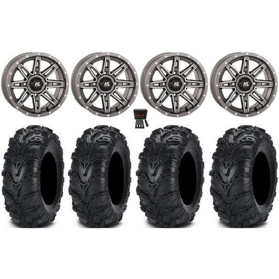 High Lifter HL22 14" Wheels Gunmetal 27" Mud Lite II Tires Can-Am Commander Maverick Renegade Outlander Defender