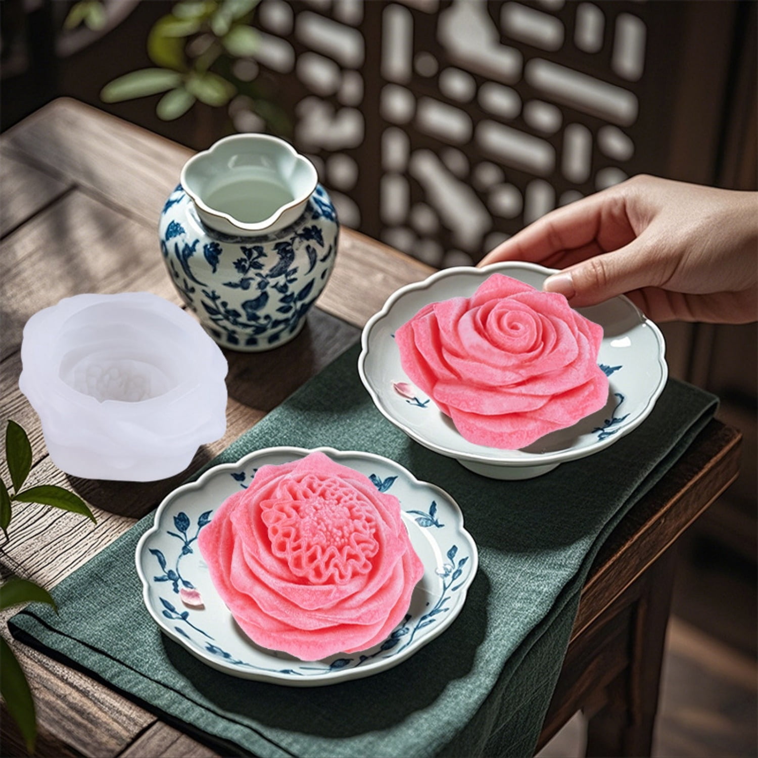 4Pcs Silicone Resin Molds, 3D Flower Silicone Cake Molds, Candle Casting Molds for Candle Making, Craft Molds for DIY Resin Candle Cake Making, Home & Wedding Decoration