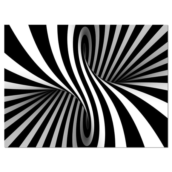 Designart 'Black and White Spiral ' Abstract Canvas Art Print
