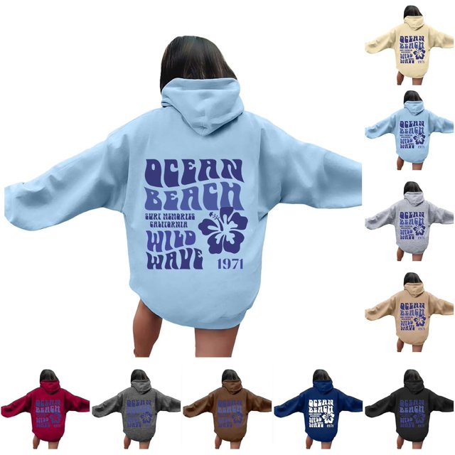 Pink Graphic Hoodie For Women 2024 Cute Preppy Sweatshirt Long Sleeve Drawstring Pullover Tops With Pockets
