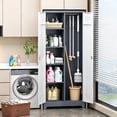 thumbnail image 2 of Metal Storage Cabinet 72" Tall, Garage Storage Cabinet with Lockable Doors & Shelves, Utility Broom Closet, Steel Tool Cabinet for Garage, Laundry Room, Home Office, Grey/White, 2 of 7