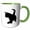Green/White, variant on 3drose, Cute Baby Black Cat Silhouette Tail Held High Vector Cut Out, 11oz Mug