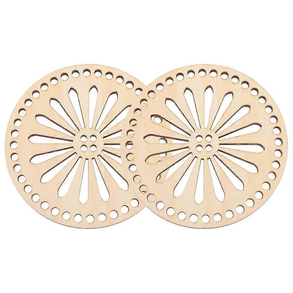 Wooden Basket Base 2Pcs Beige Smooth Touch for DIY