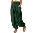 thumbnail image 3 of Baqcunre Womens Sweatpants Womens High Waist Wide Leg Pants Palazzo Pants Beach Loose Baggy Harem Pants With Pockets Joggers Pants For Women Womens Pants Army Green L, 3 of 8