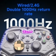 Wireless Game Controller for PC/Android/iPhone/Switch/Steam,Bluetooth Controller with Hall Joystick Trigger,Mechanical Silver