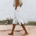 thumbnail image 2 of JJHGVB Cotton Linen Capris for Women Below the Knee Pedal Pushers for Women Linen Shorts Resort Wear for Women Bermuda Shorts Cotton Linen Pants Elastic Waist Shorts Womens Linen Shorts White 3XL, 2 of 7