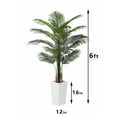 thumbnail image 3 of Artificial Palm Plant 6 FT， Faux Palm Tree in White Taper Planter with River Rock, Tall Fake Palm Trees with Adjustable Branches for Indoor Home Decor, Office, Pet-Friendly Spaces, 3 of 7