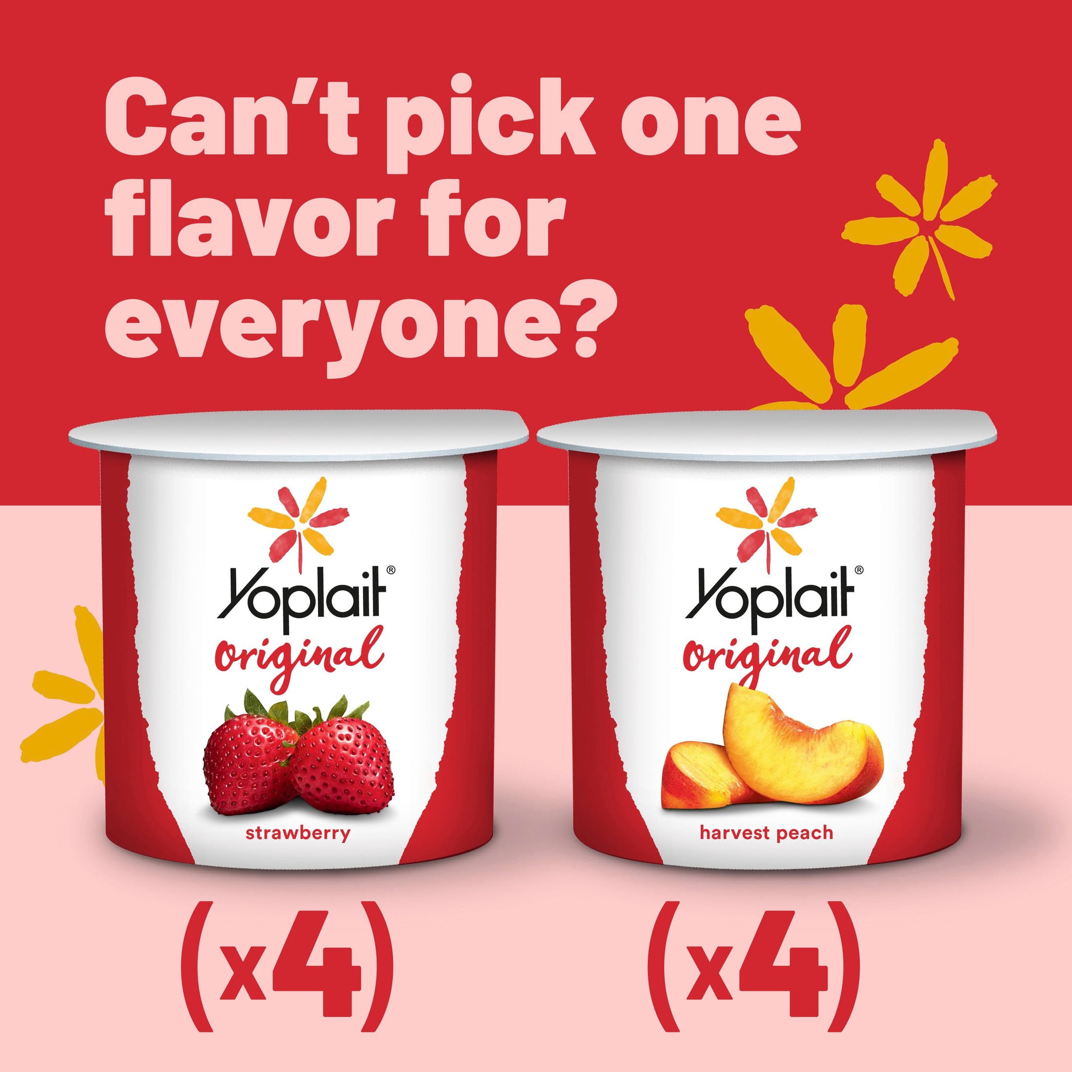 Yoplait Original Low Fat Yogurt Variety Pack, Made with Real Fruit, 8 Yogurt Cups, 48 oz
