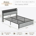 thumbnail image 2 of VECELO Full Size Bed, Metal Frame Platform Bed Frame, PU Leather Upholstered Headboard with Storage Charging Station, No Box Spring Needed, Sturdy for Bedroom, Grey, 2 of 8