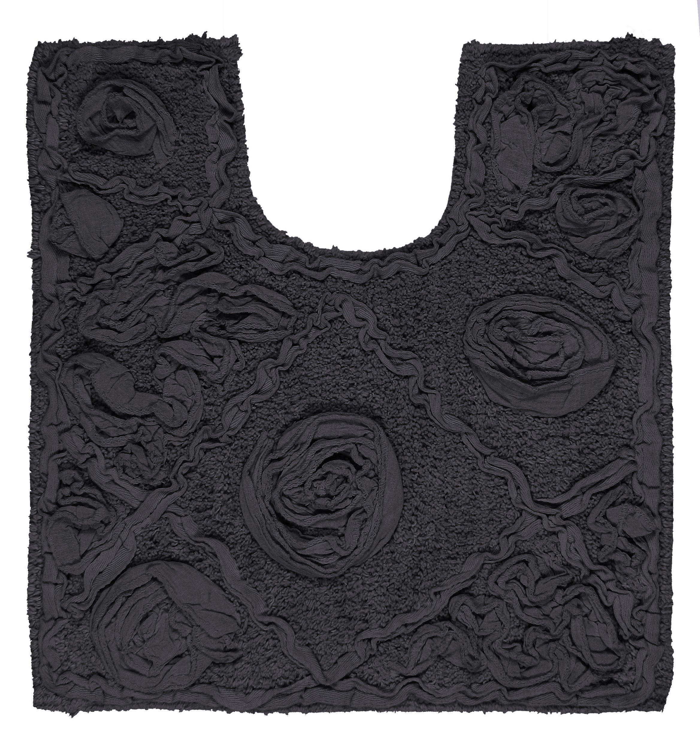 Home Weavers Modesto Collection Toilet Rugs U Shaped Contour Rug, Extra Thick Bathroom Rug, Non-Slip Contour Mat for Bathroom, 100% Cotton Soft & Absorbent, Machine Washable, 20"x20" Contour, Gray
