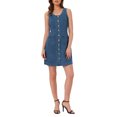 thumbnail image 2 of INSPIRE CHIC Jean Dresses for Women Back to School Button Down V Neck Sleeveless Collarless Mini Denim Dress with Pockets M Blue, 2 of 5