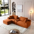 thumbnail image 2 of Modular Sectional Sofa,Deep Seat Corduroy Cloud Couch with Cup Holders, USB Ports& Storage Box, Sleeper Sofa Couch Boneless Couches with Movable Ottoman for Living Room, No Assembly Required(Orange), 2 of 9