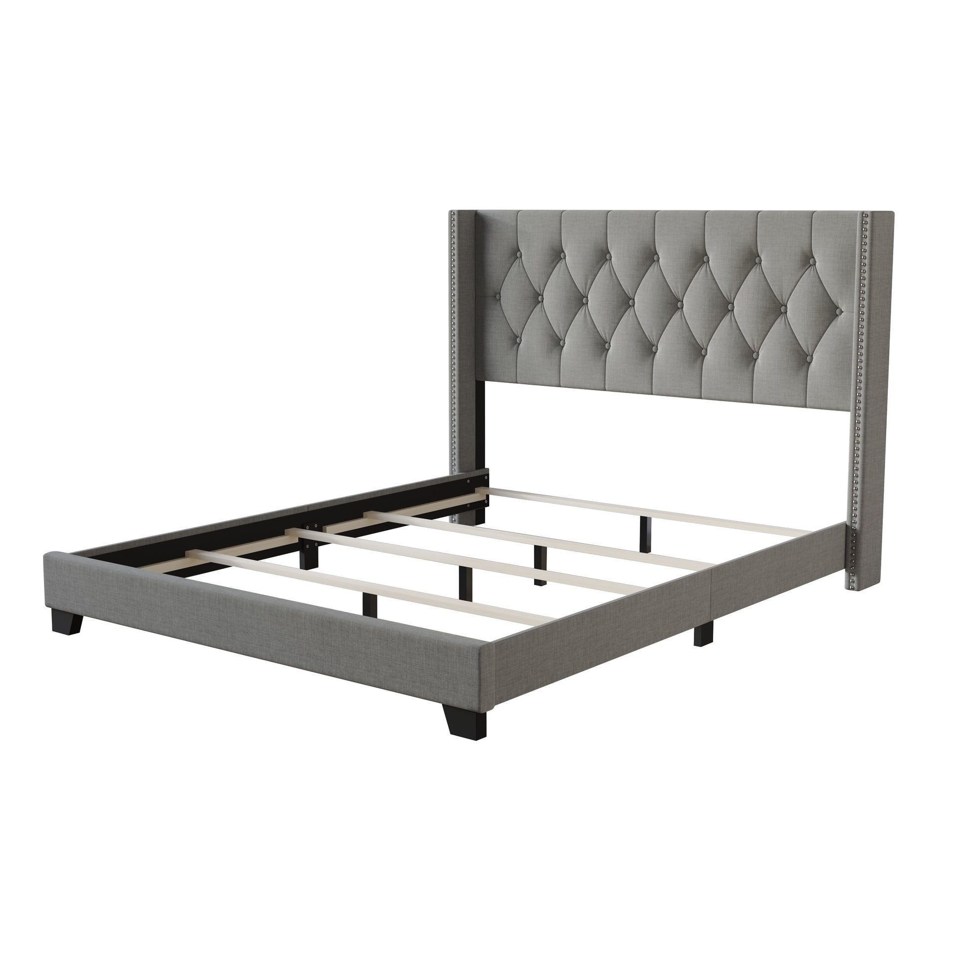 Home Design Danbury Full Tufted Upholstered Panel Bed Frame For Adult, Box Spring Required (Sold Separately), Gray