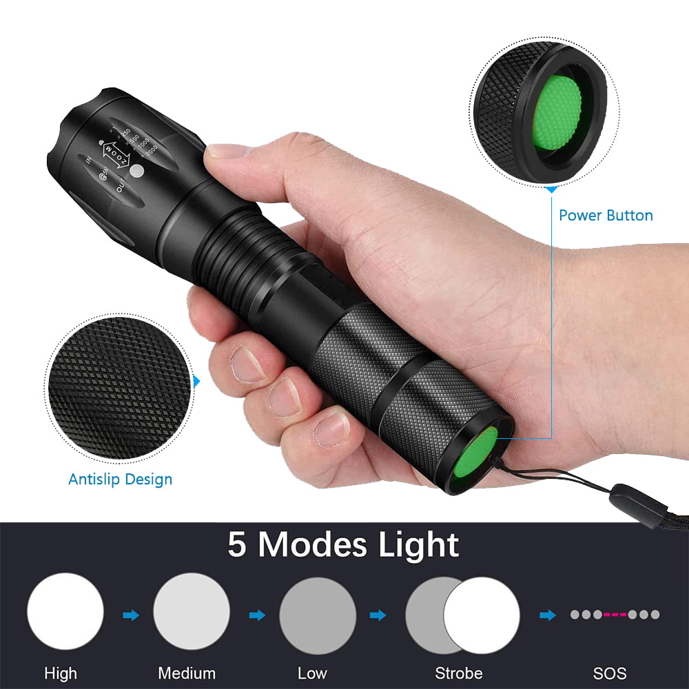 Flashlights, LED Tactical High Lumen, Modes, Zoomable, Water Resistant, Light - Best Camping/Outdoor/Hiking/Flashlights/Gift-Giving/Emergency(Battery Included) - Walmart.com