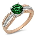 thumbnail image 2 of 1.27 ct Round Cut Simulated Emerald Solitaire with Accents Engagement Ring for Women in 18K White/Rose Gold, 2 of 2