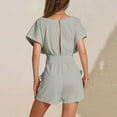 thumbnail image 4 of Women Fashion Solid Casual Pullover Short Sleeve Pocket Suit Comfort Romper Ladies Warm up Pants Womens Casual Pants with Pockets Loose Fit Womens Pants for Work Casual Casual Pants for Women Sweat, 4 of 8