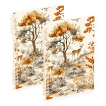 FORMRS 1-Subject Spiral Notebook 8" x 5" College Ruled 60 Refillable Sheet, 2 Pack, Forest Pattern