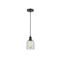 616-1P-BK-G259-Innovations Lighting-Caledonia - 1 Light Cord Hung Mini Pendant In Industrial Style-9.75 Inches Tall and 5 Inches Wide-Matte Black