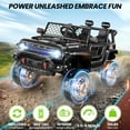 thumbnail image 2 of Funcid 24V Ride on Car with Remote Control & 2 Seater, 2WD/4WD Switchable Powered Ride on Toys for Boys, Girls, 4 x 100W Kids Ride on Truck, Colorful LED Lights, Bluetooth, MP3, USB, 6MPH, Black, 2 of 9