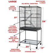 54 LARGE Wrought Iron 3-Levels Ferret Chinchilla Sugar Glider Rats Mice Rabbit Squirrel Hamster Mouse Cage with Removable Stand