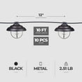 thumbnail image 3 of Globe Electric Porto String 10 Light Set with Incandescent Design, Black, 3 of 5