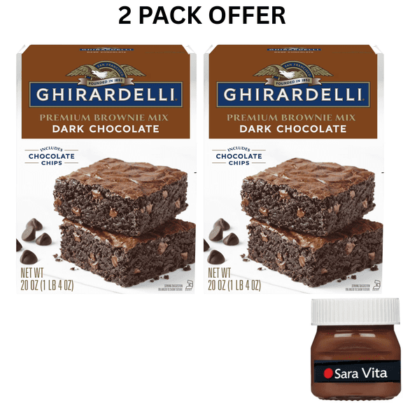 GHIRARDELLI Dark Chocolate Premium Brownie Mix, Includes Chocolate Chips, 20 oz Box