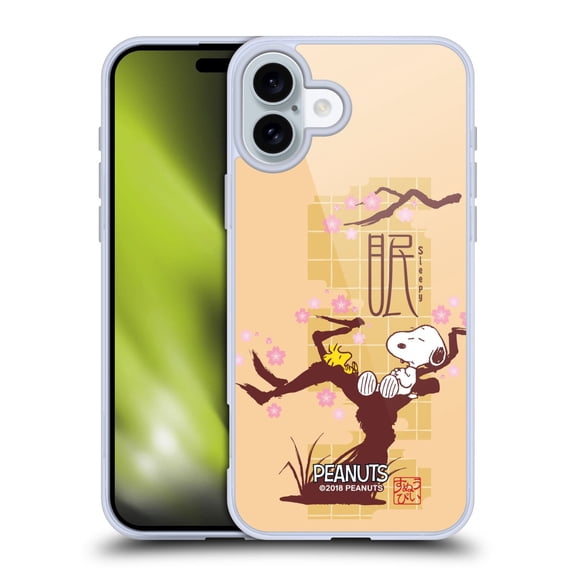 Head Case Designs Peanuts Oriental Snoopy Sleepy Soft Gel Case for Apple iPhone 16 Plus
