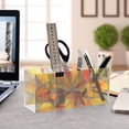 thumbnail image 4 of Yellow Red Floral Stained Glass Acrylic Pencil Pen Holder Cup 4 Compartments Desktop Organiser 7.87"x2.78"x3.54", 4 of 7