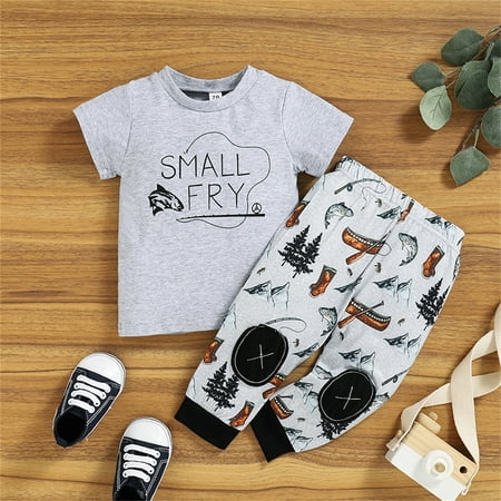 

TOWED22 Toddler Outfits For Boys Infant Baby Girls Sleeveless Rainbow Embroidery Romper Bodysuit Flared Pants Bell-Bottoms 2Pcs Summer Clothes Set Grey