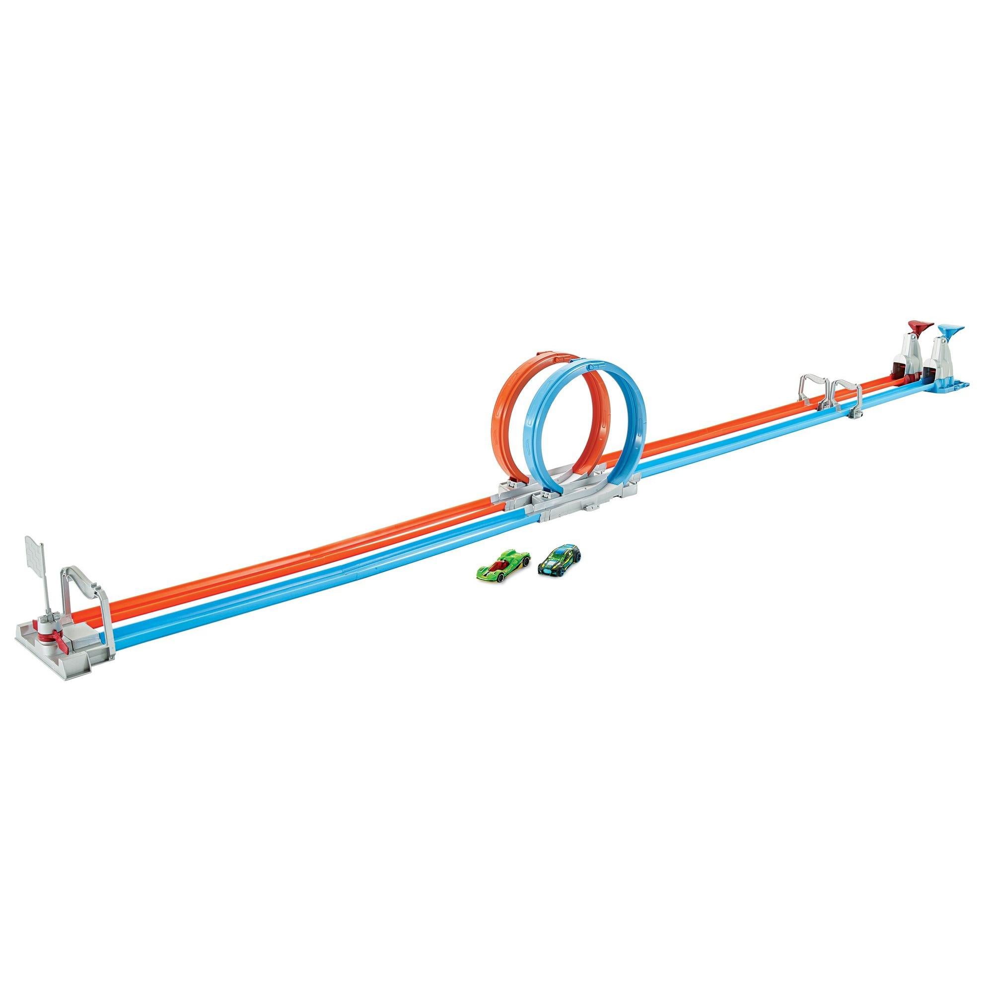 Brand New Hot Wheels Double Loop Dash Side-By-Side Drag Race With 2 Cars 