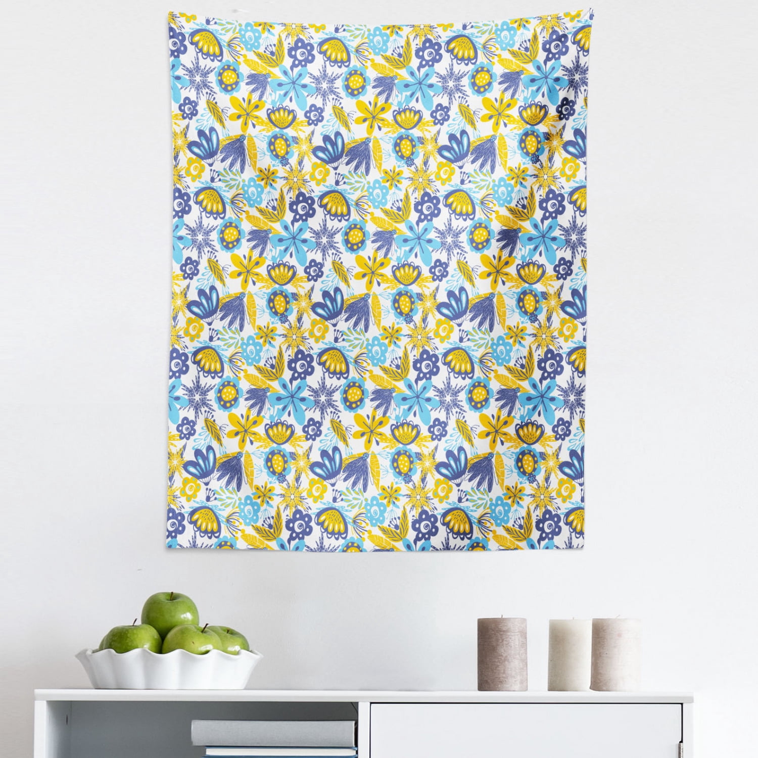 Woven Fabric Textile Wall Hanging With Floral Design Reference: Floral Tapestry Abstract Flowers Chrysanthemum Design And Tender